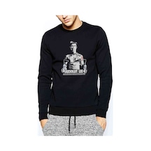 Bruce Lee Absalut Lee Metal Rock Baskılı Siyah Erkek Örme Sweat
