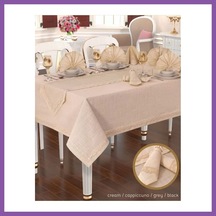 Bezos Linen 12 Kişilik 26 Parça 155 220 Cm Premium Sofra Takımı Bzoshb