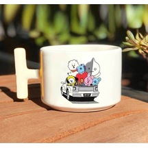 Bts Bt21 Ekip Arabası Baskılı Beyaz T Kulp Kupa Bardak