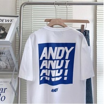 Flood Of Style Erkek Beyaz Andy Baskılı Oversize Bisiklet Yaka Tshirt