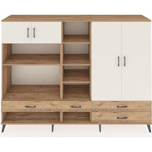 Hyperion Dolap 12 Raflı 4 Çekmeceli 4 Kapaklı 220x44x163 Çam-aytaşı/çam Aytası/atlas Çam - Atlas Çam