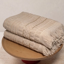Botti Home %100 Pamuk 2'li El Ve Yüz Havlusu Seti, Pamuklu Jakarlı Misafir Havlusu 50 X 90 Cm, Çeyizlik Yumuşak Havlu Bej