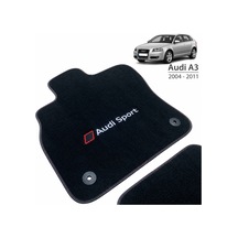 Oto Halı Paspas Seti Audi A3 2004-2011 Uyumlu Sline Sport Kaymaz & Şık Tasarım - Siyah Sport