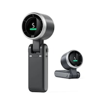 Dijital Göstergeli Katlanabilir Şarjlı El Fanı Siyah 12000 Rpm 5 Kademeli Usb-c Taşınabilir Mini Vantilatör Boyun Askılı Masaüstü Fan