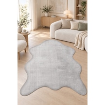 Roven Peluş Post Şeklinde Halı - Gri - Salon Antre Yumuşak Kaymaz Taban Yıkanabilir Modern Polyester Halı
