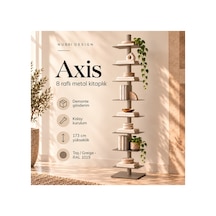 Axis 8 Raflı Metal Kitaplık Modern Tasarım Dikey Dekoratif Kitaplık Bej - 935176049 Bej