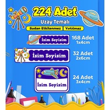 Uzay Temalı Okul Kreş Kişiye Özel İsim Etiket Seti - Model 526 Çok Renkli