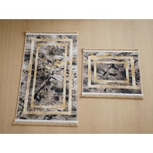 Aksu Brillant 2'li Banyo Paspas Seti Kaydırmaz Tabanlı Püsküllü Banyo Halısı 60x100cm & 50x60cm A2-1 Çok Renkli