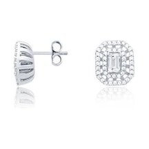 Tektaş - Beyaz Altın 14 Ayar Baget Taşlı Küpe N11.19181 Tektaş - Beyaz Altın 14 Ayar Baget Taşlı Küpe N11.19181