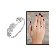 Zirkon Taşlı Geometrik Tasarım 925 Ayar Gümüş Bayan Yüzük (429500784)