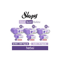 Sleepy Herbal Kişisel Bakım Havlusu 3x100 300 Yaprak + Çanta Boy 3x25 75 Yaprak