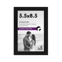 5,5 X 8,5 Siyah Resim Çerçevesi - Kırılmaya Dayanıklı Camlı Tasarlanmış Ahşap Fotoğraf Çerçevesi - Duvar Ve