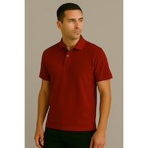 Parshey Regular Fit %100 Pamuk Polo Yaka Yarım Kollu Basic T-shirt Kırmızı