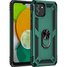 Newface Samsung Uyumlu Galaxy A03 Kılıf Sofya Yüzüklü Silikon Kapak - Yeşil Yeşil