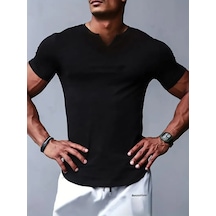 Suma Erkek Kısa Kollu V Yaka Süprem T-shirt Siyah 2xl-3xl