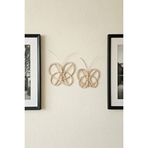 Rattan Kelebek Duvar Dekoru El Örgüsü Naturel 2'li Set