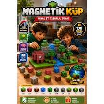 Minecraft Manyetik Küp Bloklar 108 Parça Temalı Yapı Seti 3 Boyutlu Renkli Mıknatıslı Eğitici Zeka Geliştirici Oyuncak