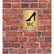 Ayakkabı Wc Yazılı Metal Yönlendirme Levhası 15x12 Cm Altın