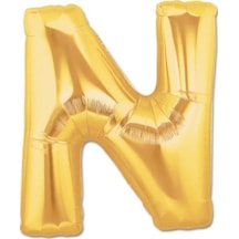 N Harf Folyo Balon Altın Renk 40 İnç Standart