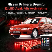 Nissan Primera Uyumlu Rgb Ayak Altı Led 12 Led Kumandalı Müzik Duyarlı Araç İçi Aydınlatma 7 Renk 12v