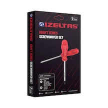 İzeltaş 4100008107 Kraft Seri Tornavidalar, Kırmızı, 7 Li