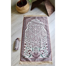 Çini Desenli İpek Dokulu Keseli Seccade S1027 Gül Kurusu Renk Gül Kurusu