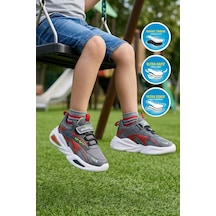 Ruffon 2470 P Füme-kırmızı Cırtlı Erkek Çocuk Spor Ayakkabı
