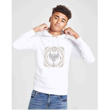 Tshirthane Burç Boğa Taurus Baskılı Unisex Çocuk Kapüşonlu Beyaz Sweatshirt