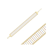 İtalyan Dokulu Geniş Altın Bileklik 14 Mm-17-20 Cm T14535 Çok Renkli