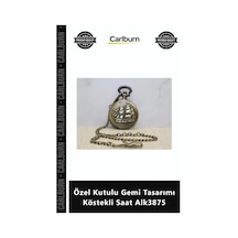 Özel Üretim Hediyelik Antika Görünümlü Klasik Gümüş Kaplama Özel Kutulu Gemi Tasarımı Köstekli Saat Çok Renkli