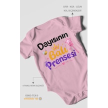 Morivokids Dayısının Ballı Prensesi Kısa Kollu Bebek Body %100 Pamuk Koyu Pembe