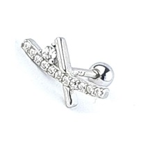 Zirkon Taş Detaylı 925ayar Gümüş Trend Tragus Helix Kikirdak Piercing Gümüş