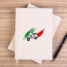 Vespa İn Italy Çizgisiz Kanvas Defter Krem