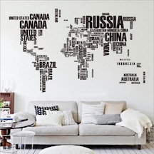 Dünya Haritası Ülkeler Yazılı Ev Dekor Duvar Sticker Çıkartma Set