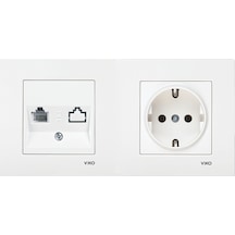 Light Viko Karre Beyaz İkili Set Nümeris Rj11 Ve Topraklı Priz