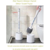 Özel Tasarım Deterjan Hazneli Silikon Tuvalet Fırçası Wc Temizlik Klozet Kenarları Esnek Başlık Çok Renkli