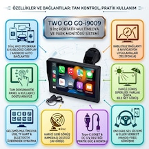 9 İnç Ahd Ips Ekran Kablosuz Carplay Android Auto Destekli Portatif Araç Multimedya Monitörü Bluetooth Fm Transmitter Güneş Siperlikli