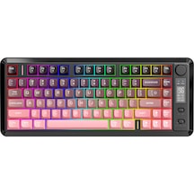 M75 Kablosuz 2.4ghz Kablosuz + Bt Çift Modlu Klavye Led Ekranlı Oyun Klavyesi İle Pbt Knob Rainbow