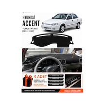Hyundai Accent Yumurta Kasa 1993-1999 Uyumlu Torpido Örtüsü, Torpido Kılıfı - Siyah-gri - Hu008