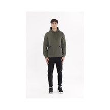 Rowinger Rahat Kalıp Yumuşak İç Yüzeyli Kordonlu Kapüşonlu Sweatshirt Haki