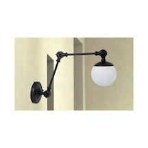 Akrobat Opal Camlı Okuma Lambası Duvar Aplik Siyah Siyah