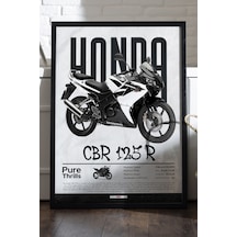 Honda Cbr 125r Siyah Ahşap Çerçeveli Poster, Dekoratif Motosiklet Duvar Tablosu