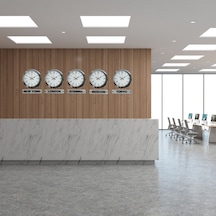 Prestij Krom 36 Cm Metal Tabelalı Dünya Saatleri 5 Li Set Otel Ve Resepsiyon Saati
