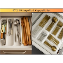 47x49 Beyaz Kaşıklık Ve Kepçelik 2'li Set 40x41cm E Kadar Kesilebilir