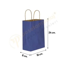 Lacivert Kraft Çanta Küçük Boy 18x8x24 Cm 25 Adet