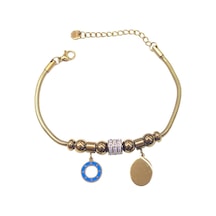 Çelik Mavi Mineli Çember Sallantılı Top Bileklik