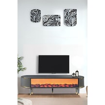 Talia Şömineli Tv Sehpası - Antrasit - Gold Antrasit - Gold