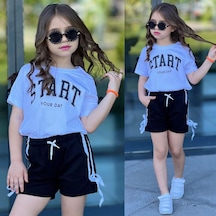 Kız Çocuk Alt Üst Şort Takım 7211si Siyah Kız Çocuk Alt Üst Şort Takım 7211si Siyah