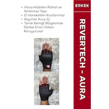 Revertech Aura Kırmızı / Yarım Parmak - Kaymaz Avuç İçi Özellikli Motosiklet Eldiveni Erkek