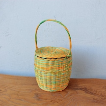 Yeşil Kapaklı Rattan 20x16 Sepet Mix